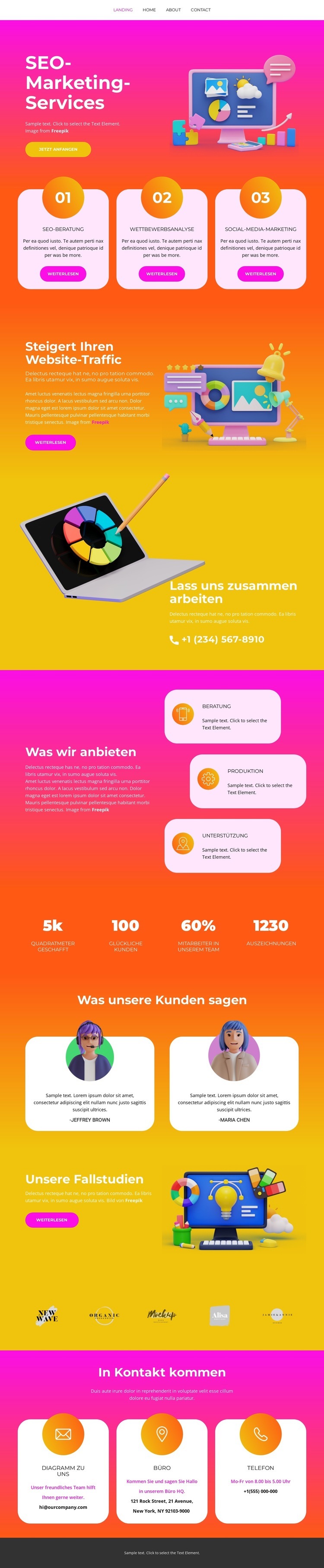 Bewährte Leistung Website Builder-Vorlagen