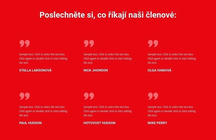 Poslechněte si, co říkají naši členové Šablona HTML