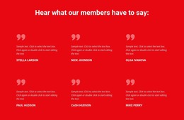 Hear What Our Members Have To Say - HTML Page Template