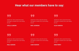 Responsive HTML5 For Hear What Our Members Have To Say