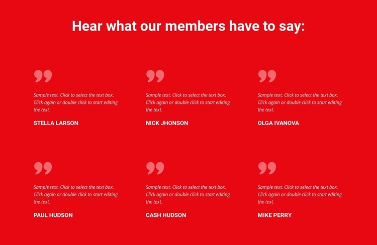 Hear what our members have to say One Page Template