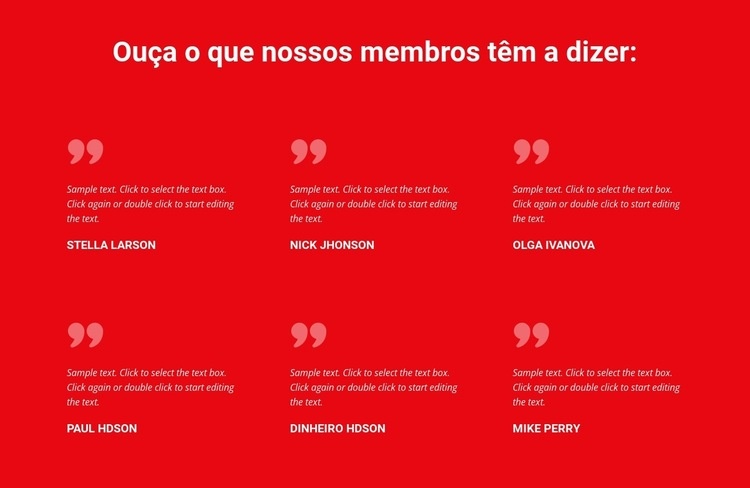 Ouça o que nossos membros têm a dizer Landing Page