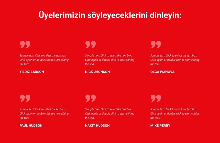 Üyelerimizin söyleyeceklerini dinleyin Web Sitesi Şablonu