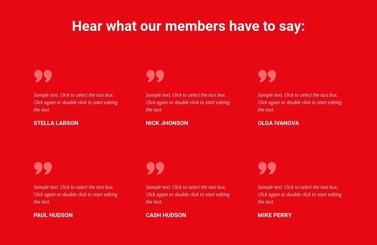 Hear what our members have to say Website Mockup