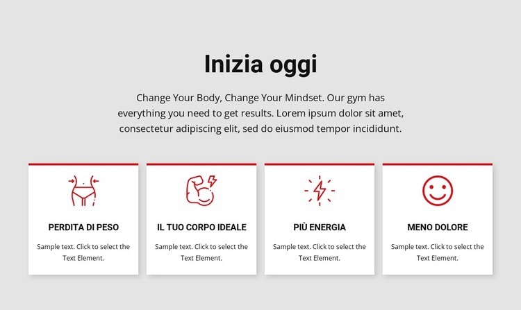 Allenamento e programmi di allenamento Mockup del sito web