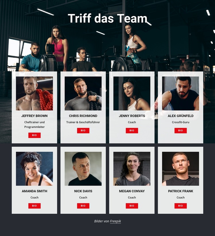 Trainer für Crossfit-Fitnessstudios Website-Vorlage