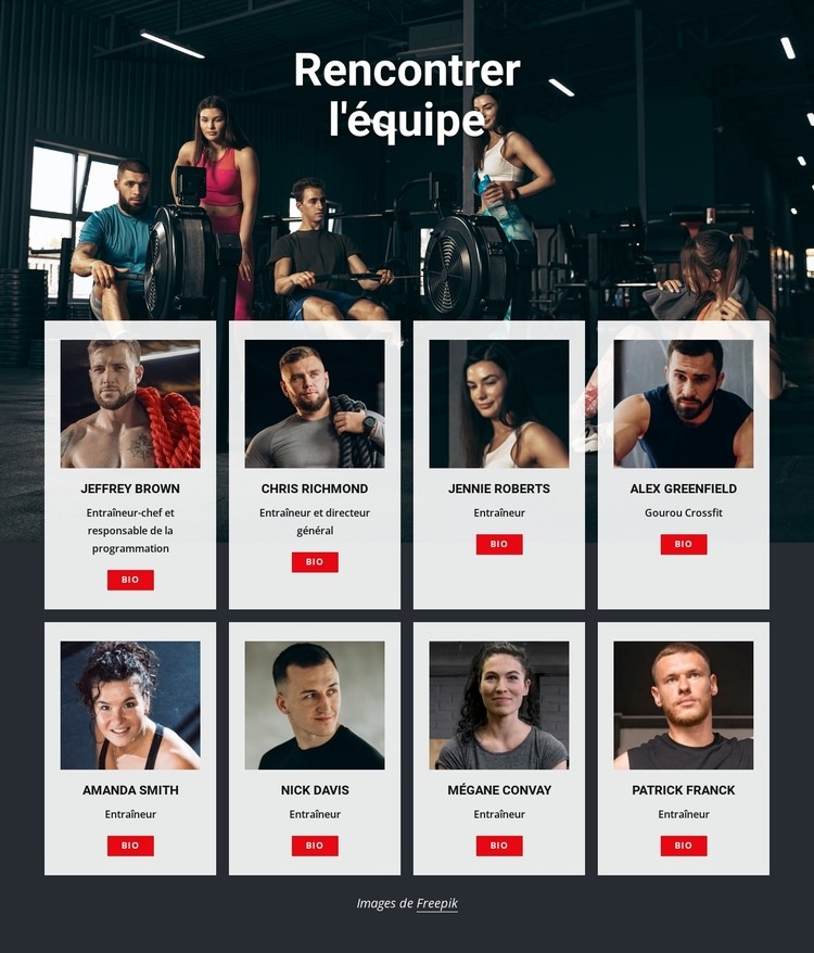 Entraîneurs de gym crossfit Maquette de site Web