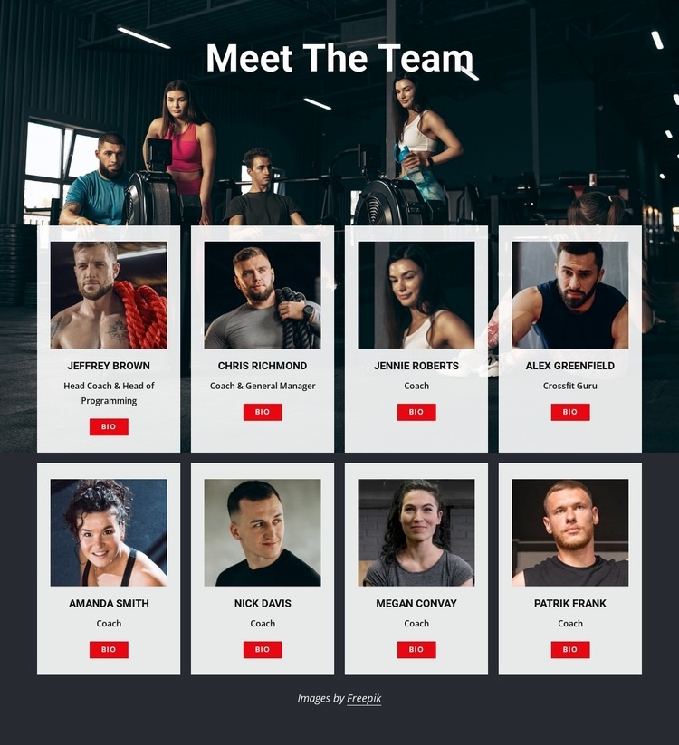 Crossfit edzőtermi edzők Html Weboldal készítő