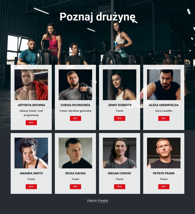 Trenerzy siłowni crossfit Makieta strony internetowej