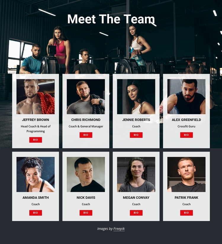 Crossfit gym coaches Web Page Design