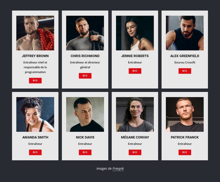 Entraîneurs de gymnastique Créateur de site Web HTML