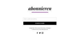 Formular Und Soziale Symbole Abonnieren Kostenlose CSS-Websitevorlage