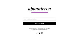 CSS-Vorlage Für Formular Und Soziale Symbole Abonnieren