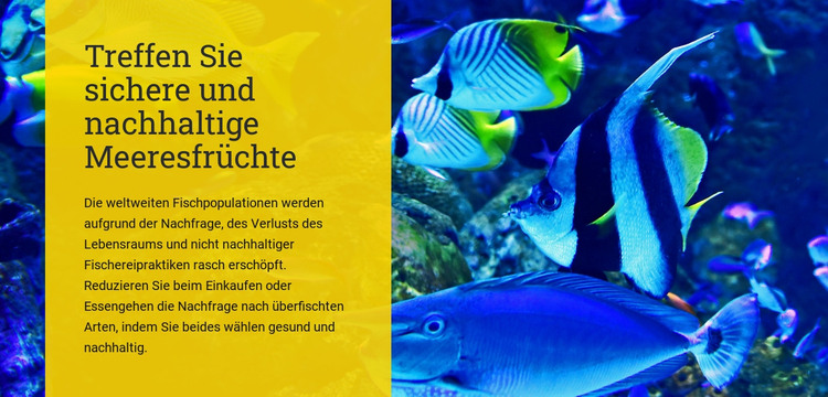 Treffen Sie sichere und nachhaltige Entscheidungen für Meeresfrüchte HTML-Vorlage