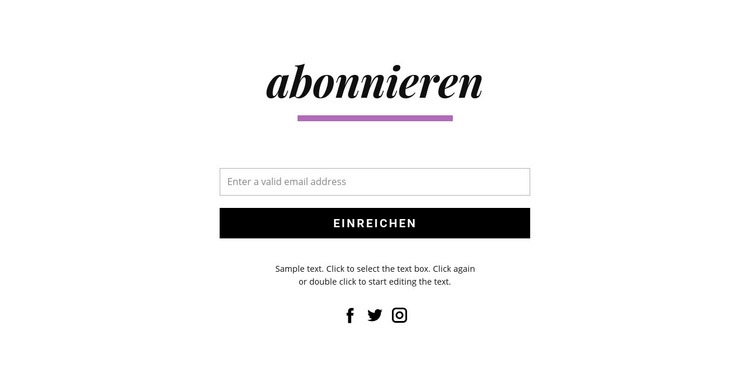 Formular und soziale Symbole abonnieren Vorlage