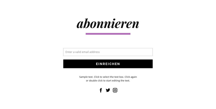 Formular und soziale Symbole abonnieren Website-Vorlage