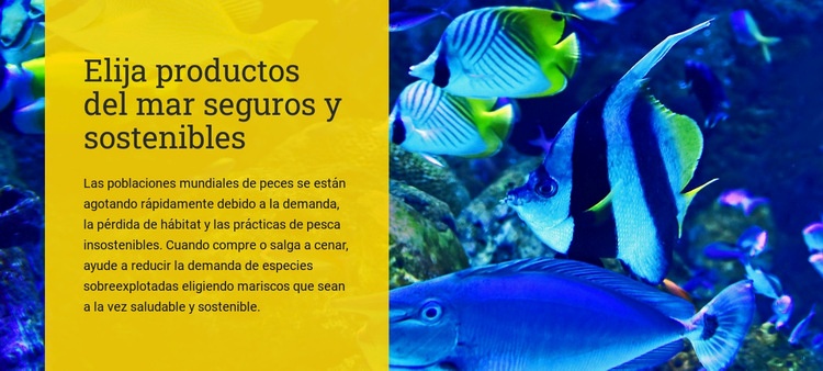 Elija productos pesqueros sostenibles y seguros Maqueta de sitio web