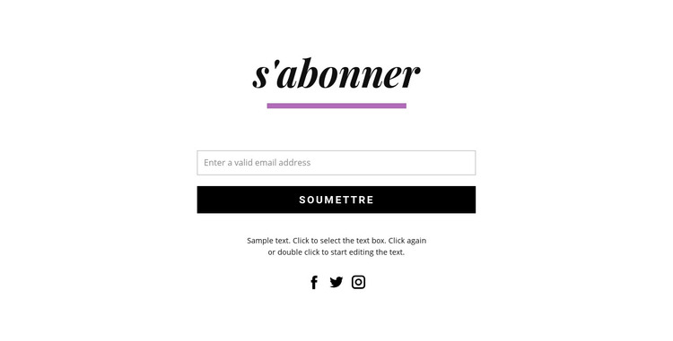 Formulaire d'abonnement et icônes sociales Modèle HTML