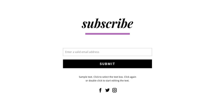 Subscribe form and social icons HTML5 Template