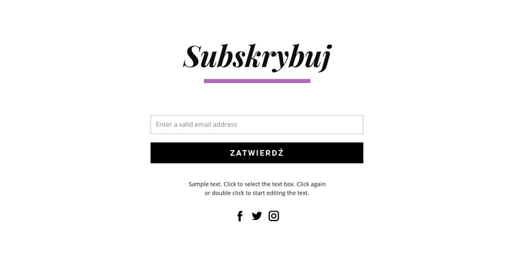 Subskrybuj formularze i ikony społecznościowe Szablon witryny sieci Web