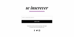 Formulário De Inscrição E Ícones Sociais - Modelo HTML