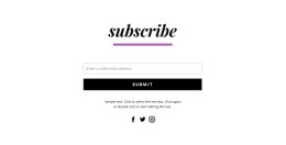 Subscribe Form And Social Icons