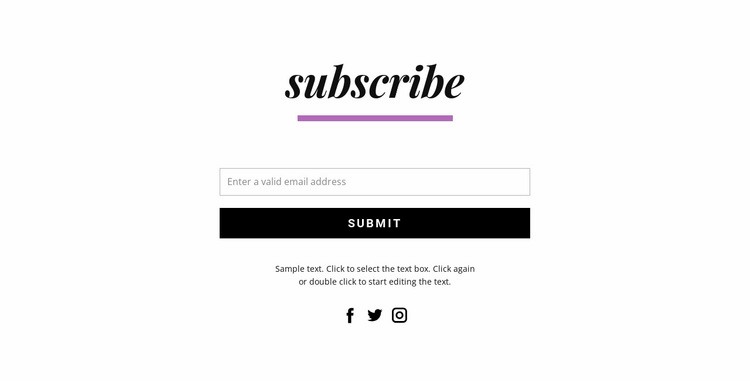 Subscribe form and social icons Squarespace Template Alternative