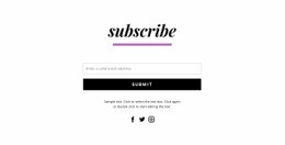 Subscribe Form And Social Icons