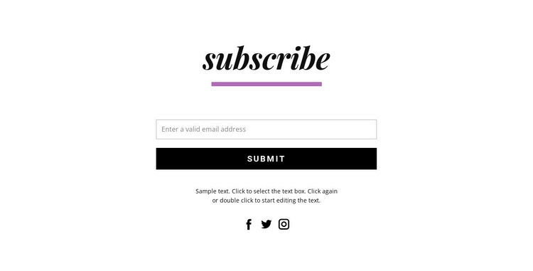 Subscribe form and social icons Web Page Design