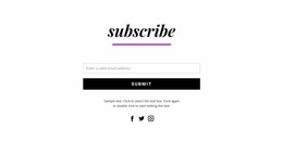 Subscribe Form And Social Icons