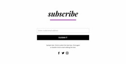 Subscribe Form And Social Icons - Website Mockup Inspiration