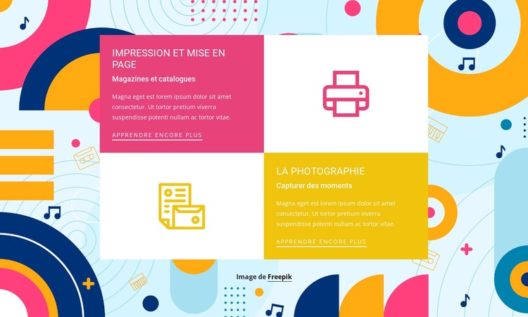 Fonctionnalités dans la grille Modèle HTML5