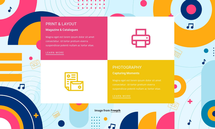 Features in grid HTML5 Template