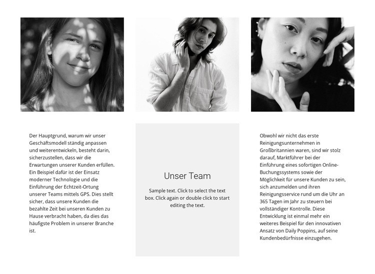 Dreier-Team Website-Modell