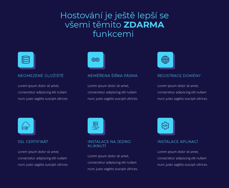 Hostování funkcí zdarma Šablona CSS