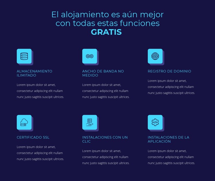 Alojamiento de funciones gratuitas Plantilla CSS