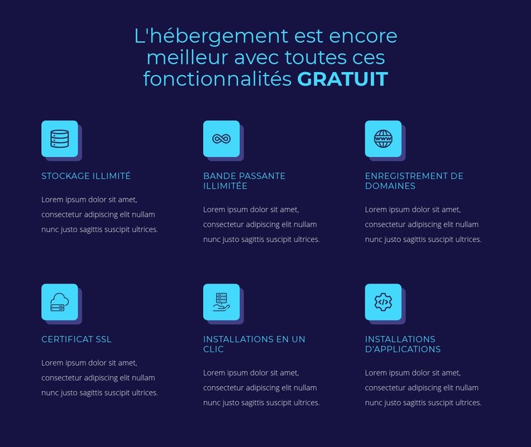 Hébergement de fonctionnalités gratuites Modèle CSS