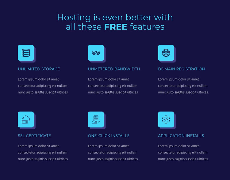 Hosting free features Html Website Builder