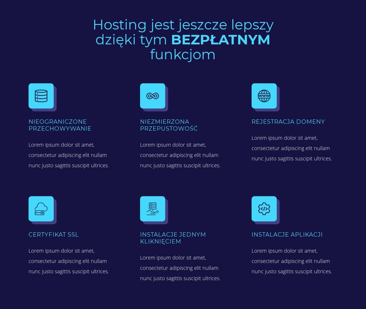 Hosting bezpłatnych funkcji Szablon CSS