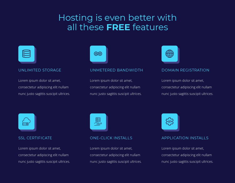 Hosting free features Website Mockup