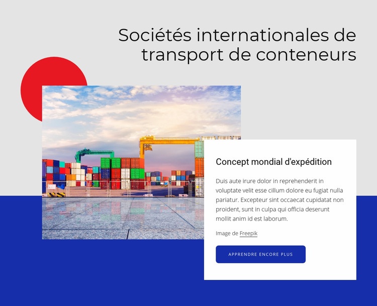 Compagnies maritimes internationales de conteneurs Page de destination