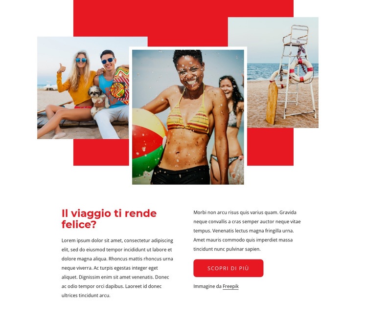 Esperienza di viaggio Costruttore di siti web HTML