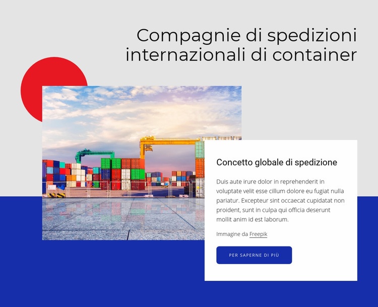 Compagnie di spedizioni internazionali di container Mockup del sito web