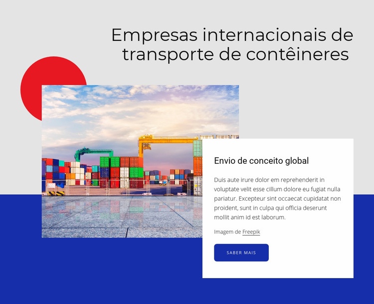 Empresas de transporte internacional de contêineres Design do site