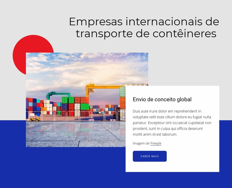 Empresas de transporte internacional de contêineres Maquete do site