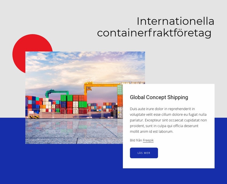 Internationella containerfraktföretag HTML-mall