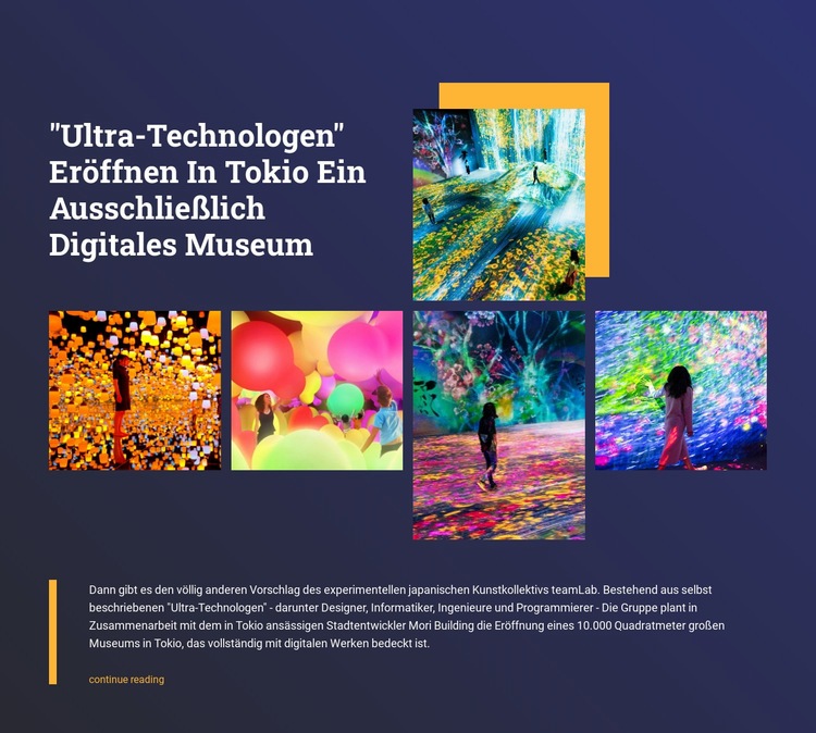 Digitales Museum in Tokio Eine Seitenvorlage