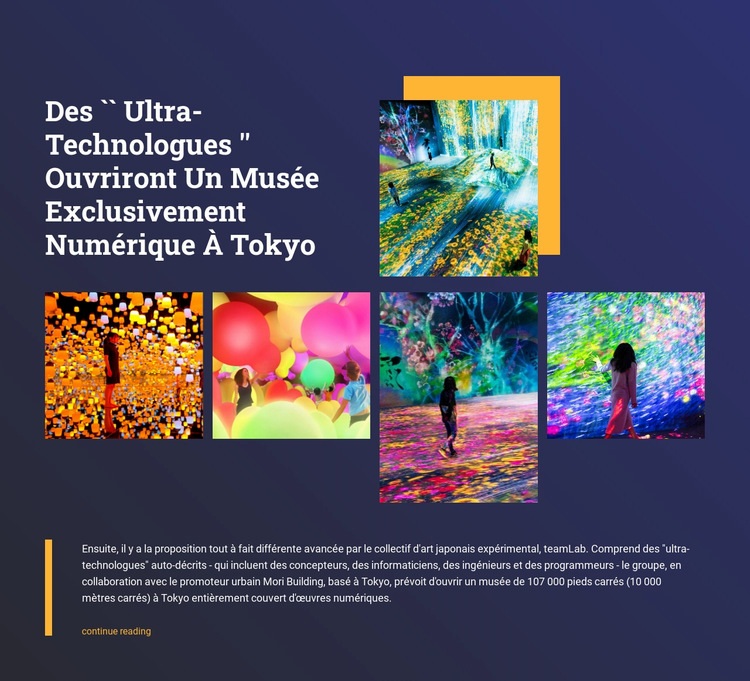 Musée numérique à Tokyo Maquette de site Web