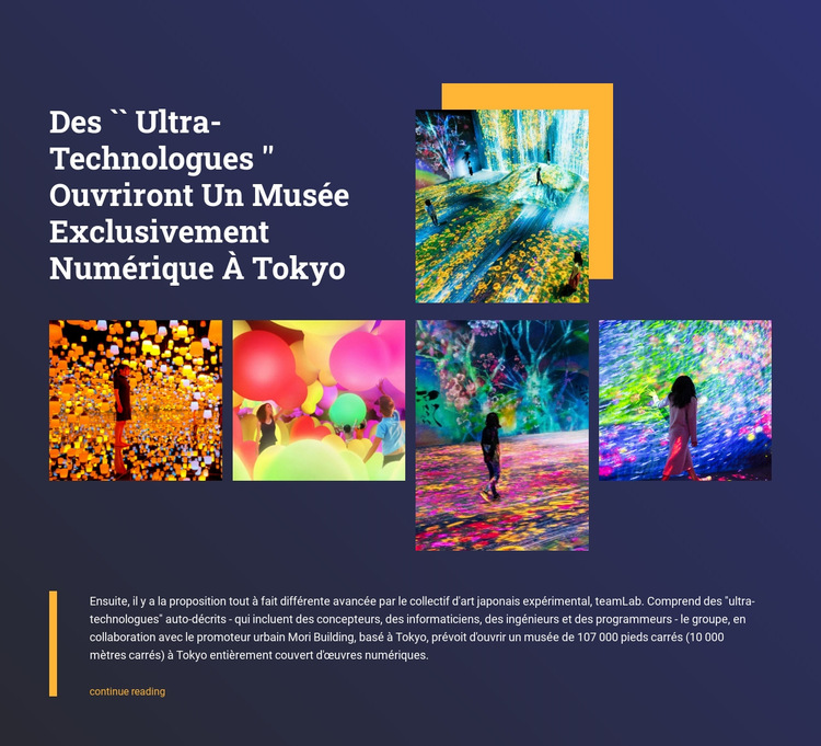 Musée numérique à Tokyo Modèle de site Web
