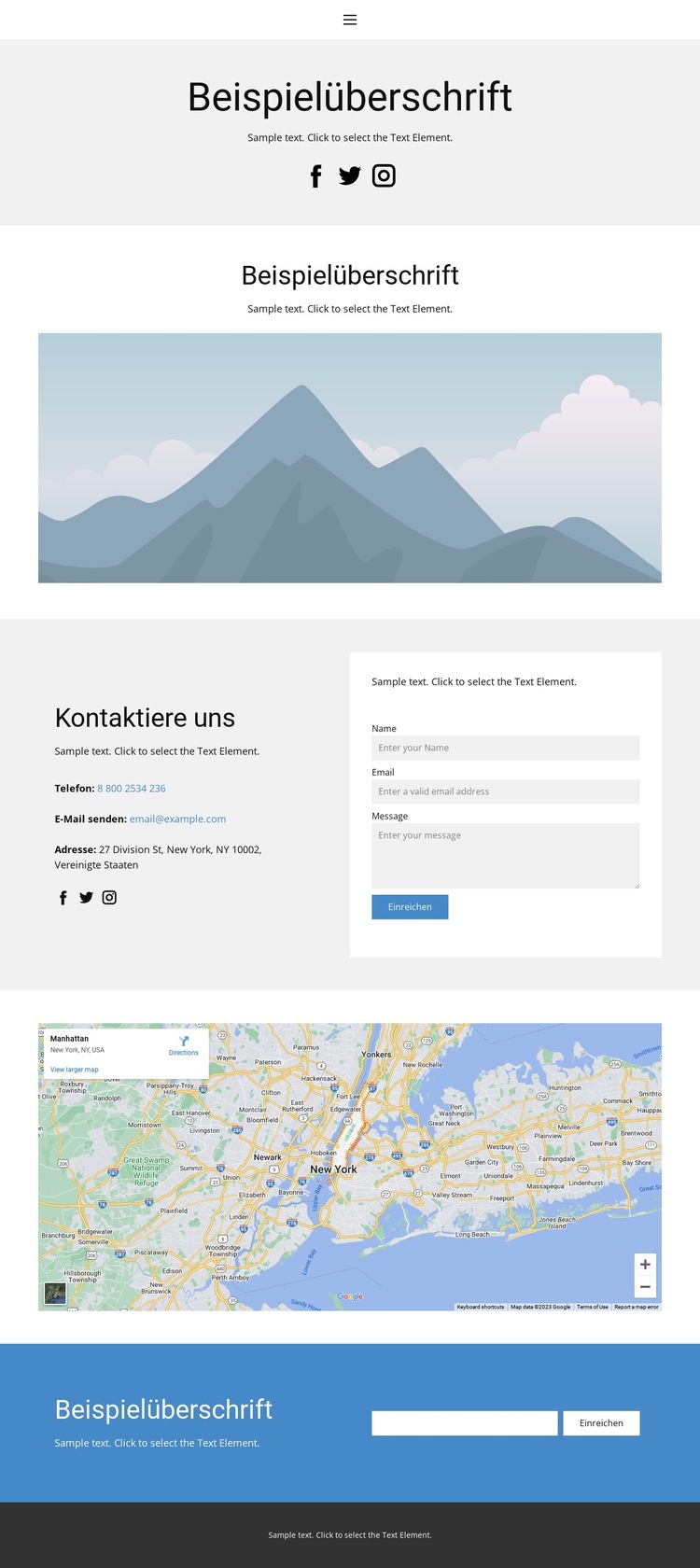 Kontaktieren Sie uns 3 Website-Vorlage